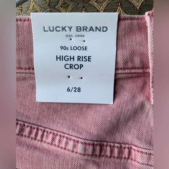 New With Tags Lucky Brand 90s Loose High Rise Crop Comfort Stretch Jeans In Pink - Picture 6 of 13